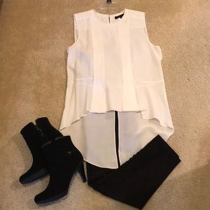 BCBGMAXAZRIA SIZE M CREAM HIGH/LOW SLEEVELESS TOP